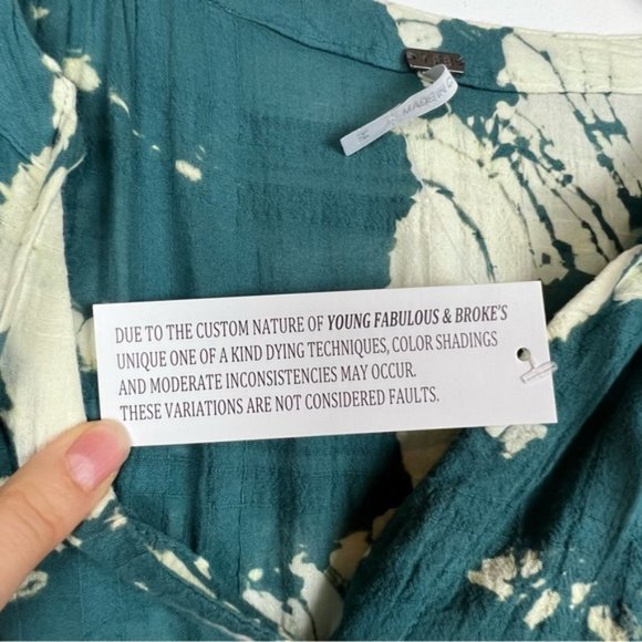 Young Fabulous and Broke Tie Dye Dawn Dress in Dark Green/ Teal and White - Picture 14 of 14